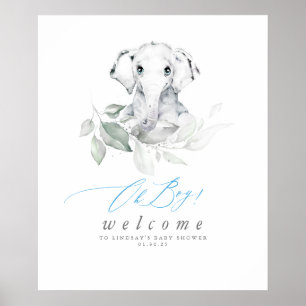 Póster Elefante bebé Baby Shower Oh niño Poster de bienve