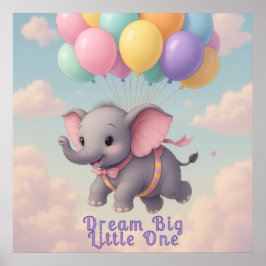 Póster Elefante bebé Flyng con cita Personalizado, guarde