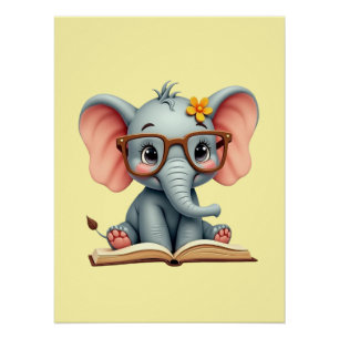 Póster Elefante Bebé Sabio