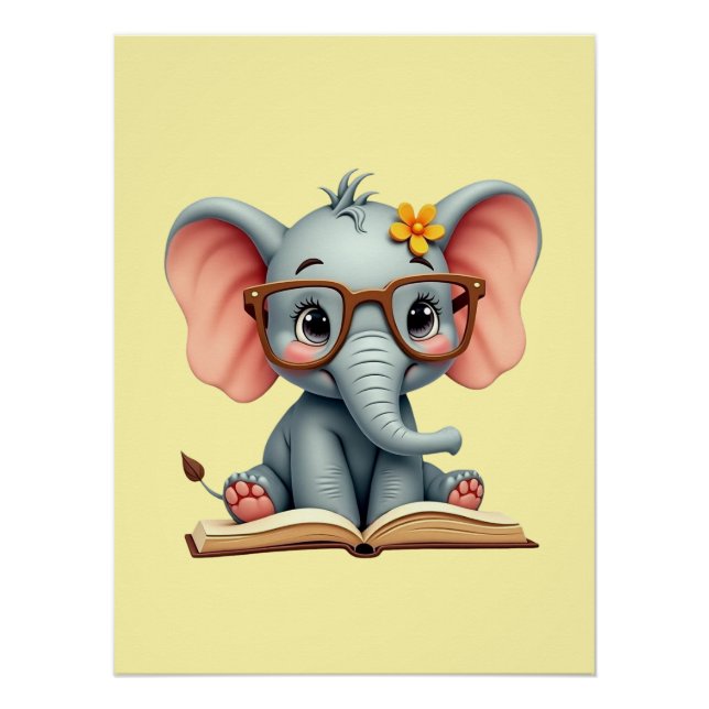 Póster Elefante Bebé Sabio (Anverso)