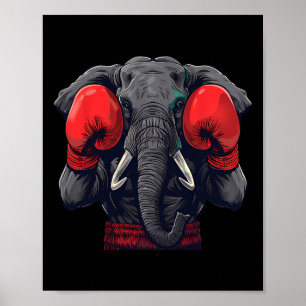 Póster Elefante Boxeador Con Guantes De Boxeo Kickboxing