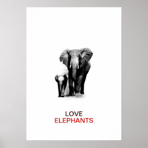 Póster Elefante BW y Poster de elefantes para bebés