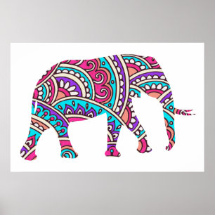 Póster Elefante colorido