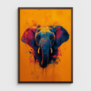 Póster Elefante Colorido Abstracto Animal Vida Sal