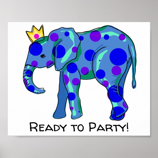 Póster Elefante con Fiesta de puntos de polka Poster (Frente)