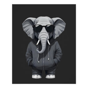 Póster Elefante con Hoodie Funny Vector Animal Guay