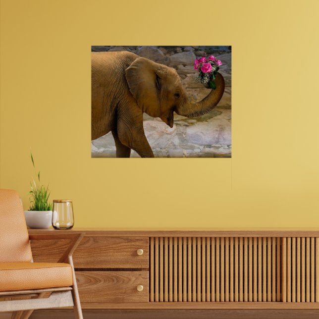 Póster Elefante con Poster de Rosas (Salón 2)
