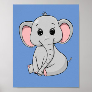 Póster Elefante Cute