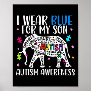 Póster Elefante De Autismo Que Llevo Blues Por El Autismo