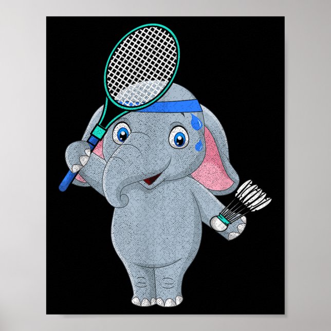 Póster Elefante de Badminton (Frente)