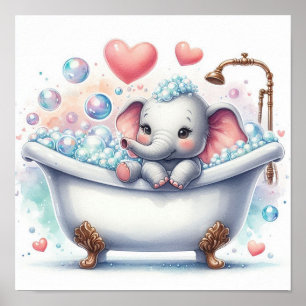 Póster Elefante de Baño de Burbujas