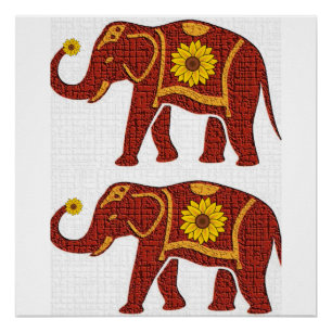 Póster Elefante de cartel floral