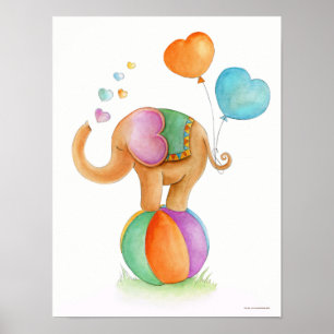 Póster Elefante de circo caprichoso en un cartel de guard