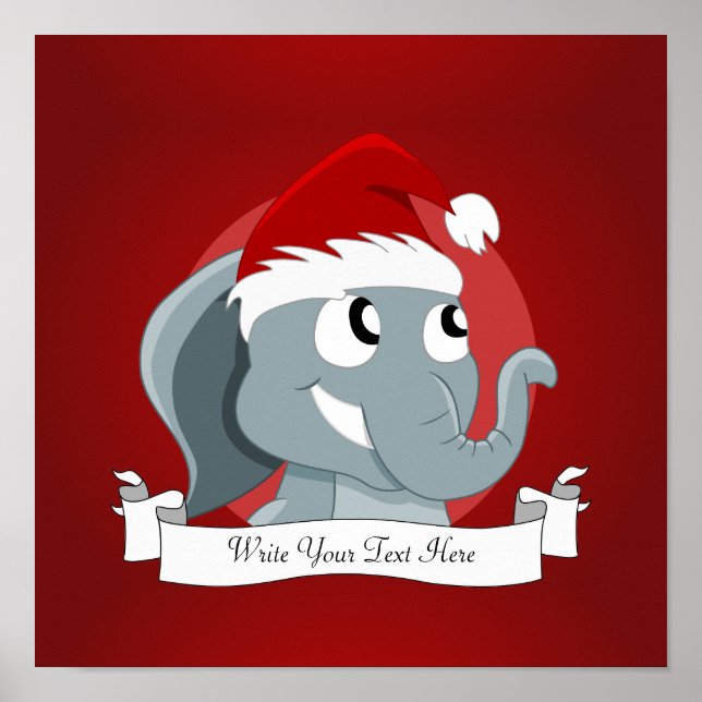 Póster elefante de dibujos animados de Navidad (Frente)