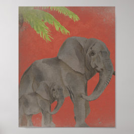 Póster Elefante de estilo vintage