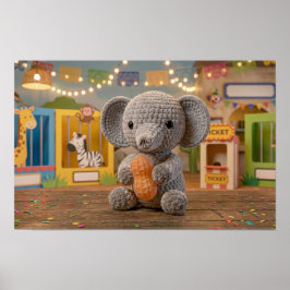 Póster Elefante de ganchillo lindo y caprichoso en el zoo