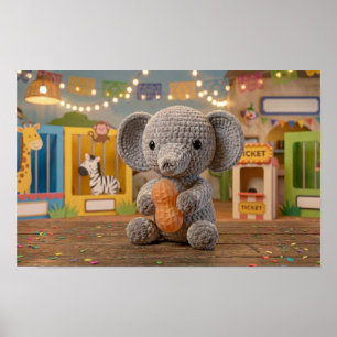 Póster Elefante de ganchillo lindo y caprichoso en el zoo