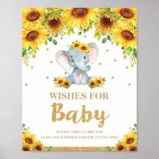 Póster Elefante de girasol para la actividad del Rótulo i (Frente)