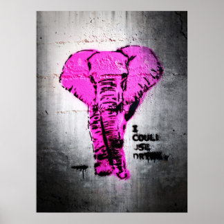Póster Elefante de graffiti rosa