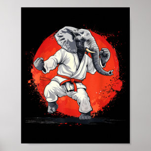 Póster Elefante de Karate Animal Jiu-Jitsu Mma Taekwondo