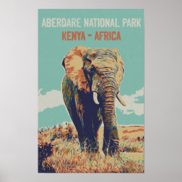 Póster Elefante de Kenia, Parque Nacional Aberdare