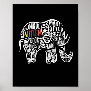 Póster Elefante de la conciencia del autismo