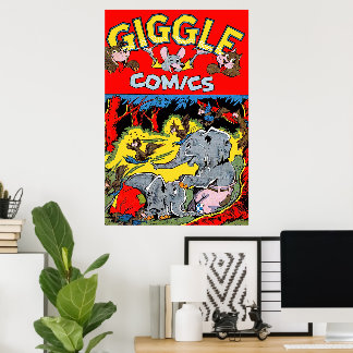 Póster Elefante de la risa Animal Cómics Vintage