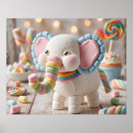 Póster Elefante de Malvavisco Caprichoso y Caramelos Past
