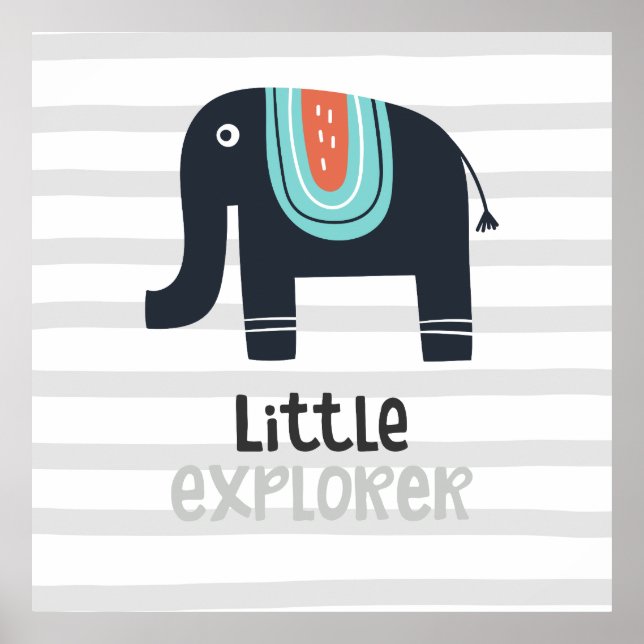 Póster Elefante de Pequeño Explorador Nórdico (Frente)
