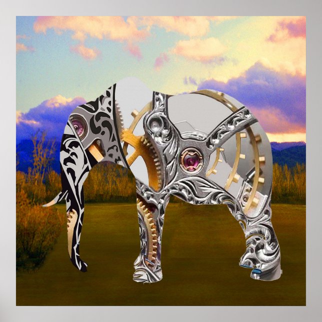 Póster Elefante de reloj (Frente)