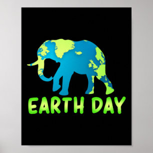Póster Elefante del Día de la Tierra para los niños
