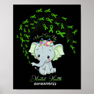 Póster elefante donante de conciencia de salud mental par