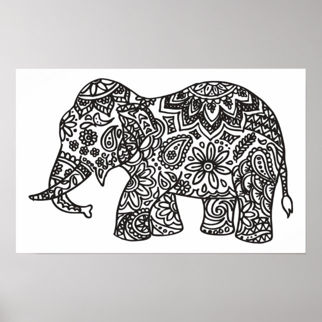 Póster Elefante Doodle 2 (Frente)