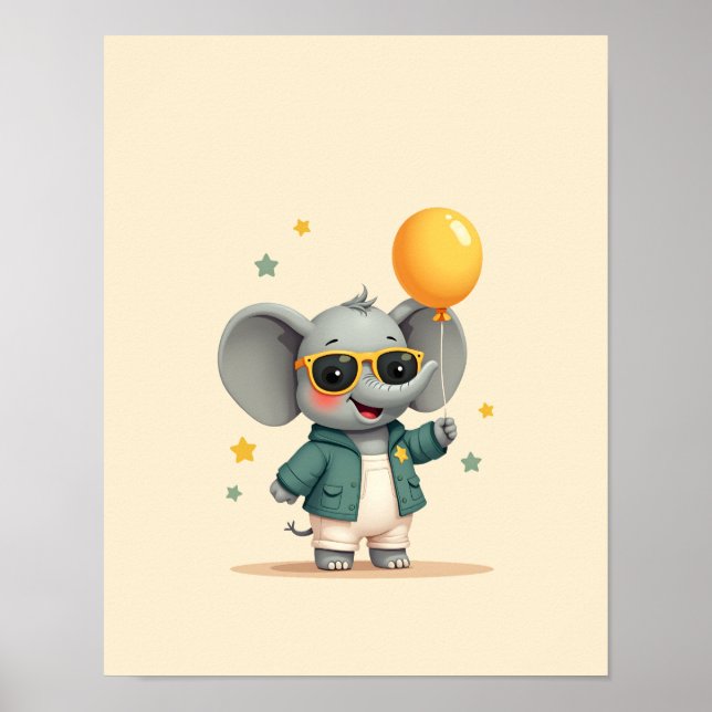 Póster Elefante dulce Safari Nursery Wall Art (Frente)