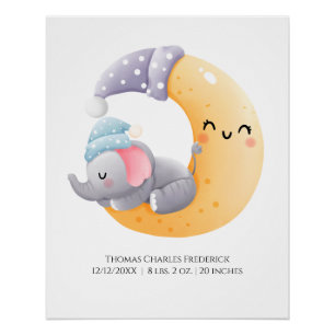 Póster Elefante Durmiendo en Arte de Pared de Guardería d