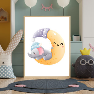 Póster Elefante durmiendo en cartel decorativo de guarder