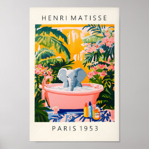 Póster Elefante En Bañera Poster Gracioso, Tropical Bathr