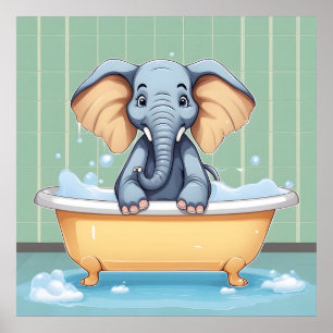 Póster Elefante en el baño