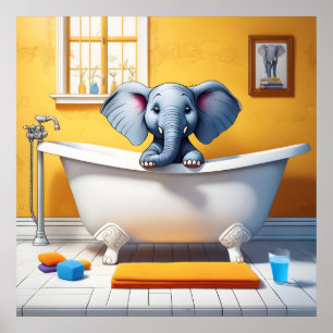 Póster Elefante en el baño