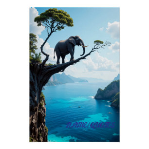 Póster Elefante en equilibrio sobre acantilado – Fauna y