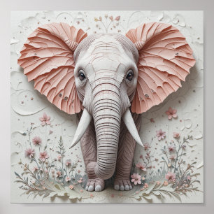 Póster Elefante en flor