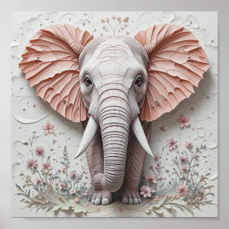 Póster Elefante en flor
