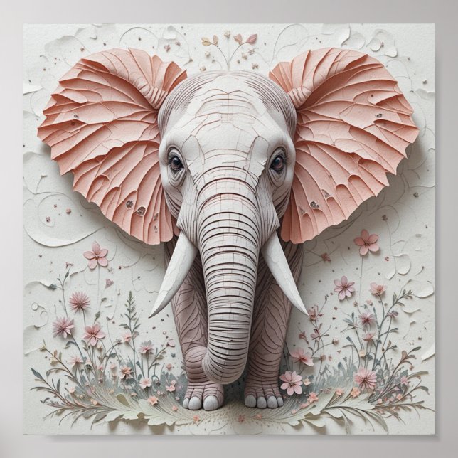 Póster Elefante en flor (Frente)