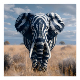 Póster Elefante En Glossia De Disfancia De Zebra