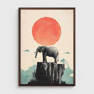 Póster Elefante en roca animal naturaleza vida silvestre 
