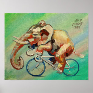 Póster Elefante en una bicicleta II