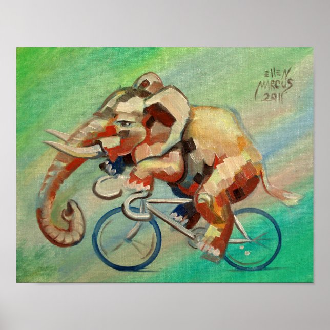 Póster Elefante en una bicicleta II (Frente)