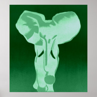 Póster Elefante en verde