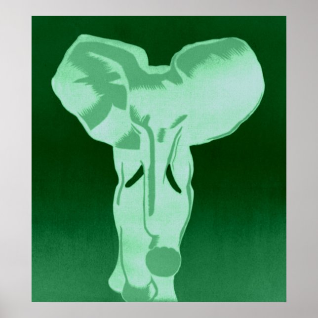 Póster Elefante en verde (Frente)