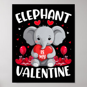 Póster Elefante Es Mi San Valentín Corazones De Amor Elef